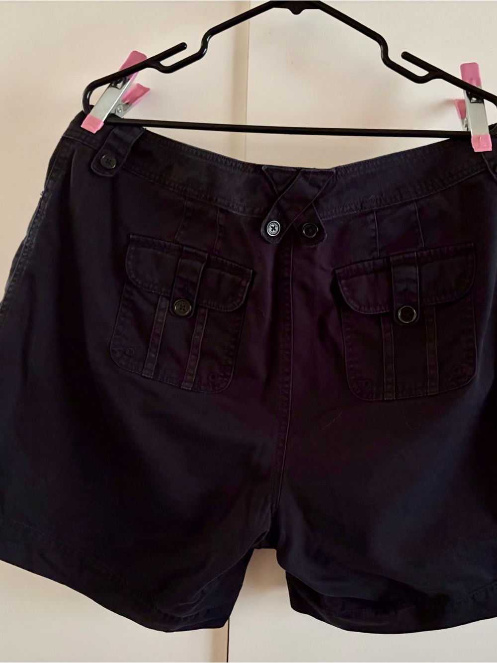 Venezia Black Cargo Shorts with Flap Pockets #0071